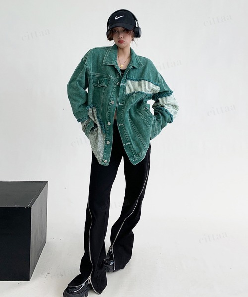 green MANグリーン ダークブルー デニムジャケットGジャン 3 Dalfwin（ダールフィン） デニムジャケット gジャン 韓国ファッション