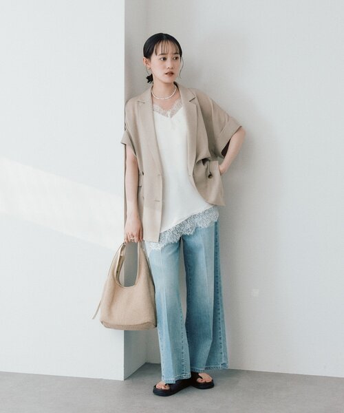 ワイドパンツ ジーンズ デニム デニムパンツ 「RIMH」「3サイズ展開/洗濯機洗いOK」フレアデニムパンツ レディースの画像