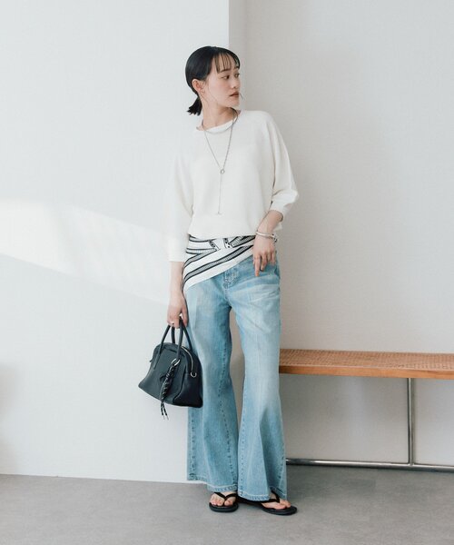 ワイドパンツ ジーンズ デニム デニムパンツ 「RIMH」「3サイズ展開/洗濯機洗いOK」フレアデニムパンツ レディースの画像