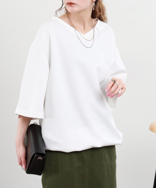 FUNALIVE（ファンアライブ） tシャツ 裾ドローコード付き半袖VネックT