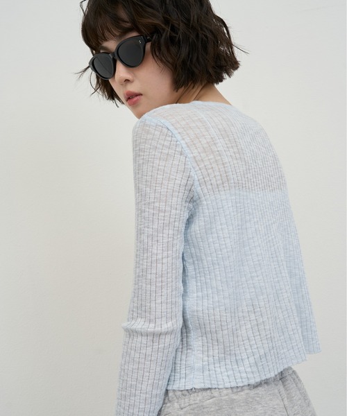 NUJOH カーディガン Sheer Rib Crop Cardigan / シアーリブクロップ
