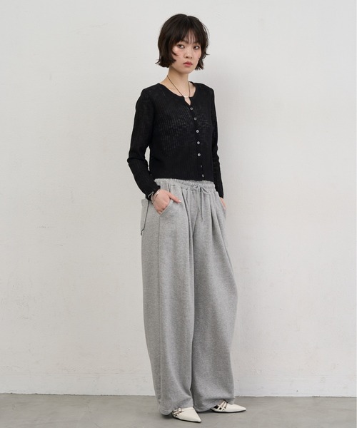 NUJOH カーディガン Sheer Rib Crop Cardigan / シアーリブクロップ