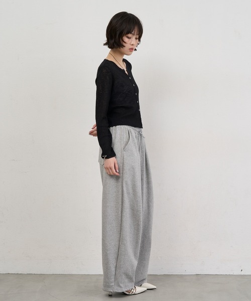 NUJOH カーディガン Sheer Rib Crop Cardigan / シアーリブクロップ