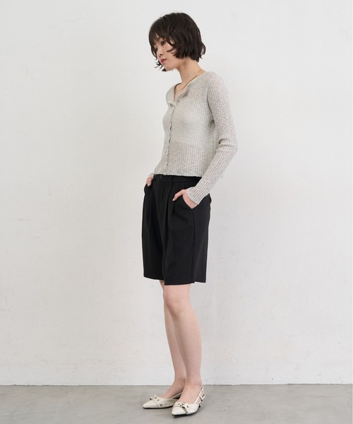 NUJOH カーディガン Sheer Rib Crop Cardigan / シアーリブクロップ