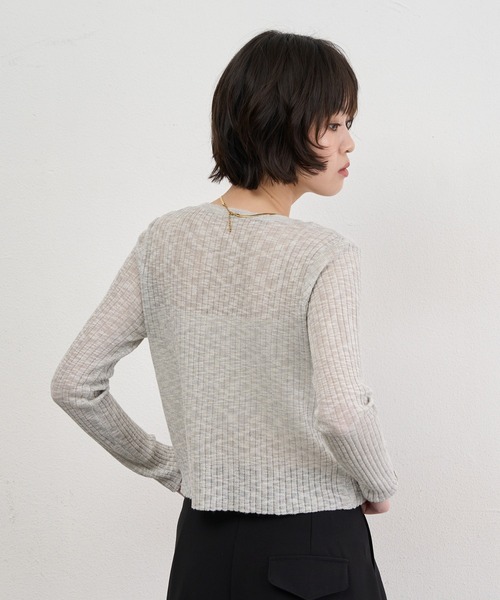 NUJOH カーディガン Sheer Rib Crop Cardigan / シアーリブクロップ