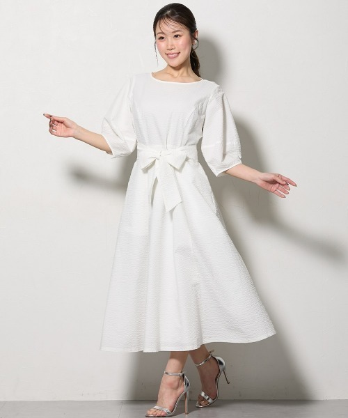 【新品】  ホワイト 半袖ワンピース XL Nissen glamor（ニッセングラマー） ワンピース 夏 半袖 「大きい胸