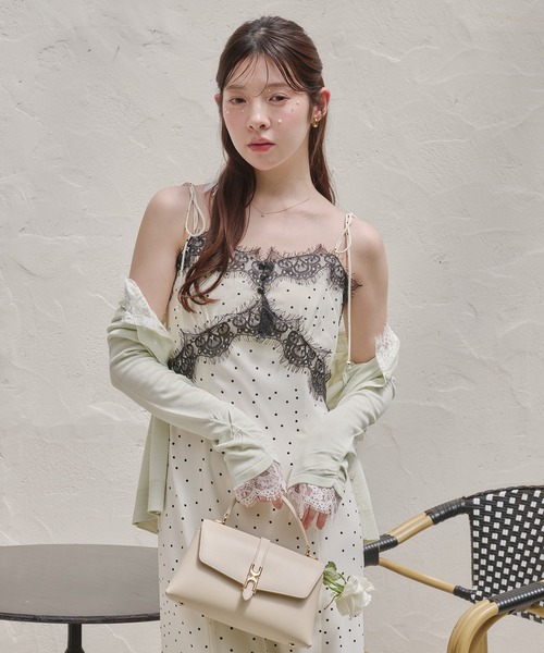 ワンピース lace docking dot cami onepiece / レースドッキングドットキャミワンピースの画像