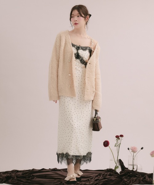 fupel ワンピース 夏 lace docking dot cami onepiece / レース