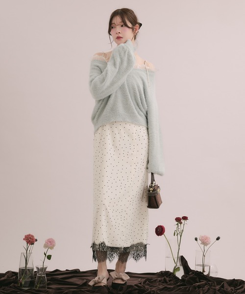 fupel ワンピース 夏 lace docking dot cami onepiece / レース
