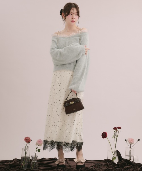 fupel ワンピース 夏 lace docking dot cami onepiece / レース