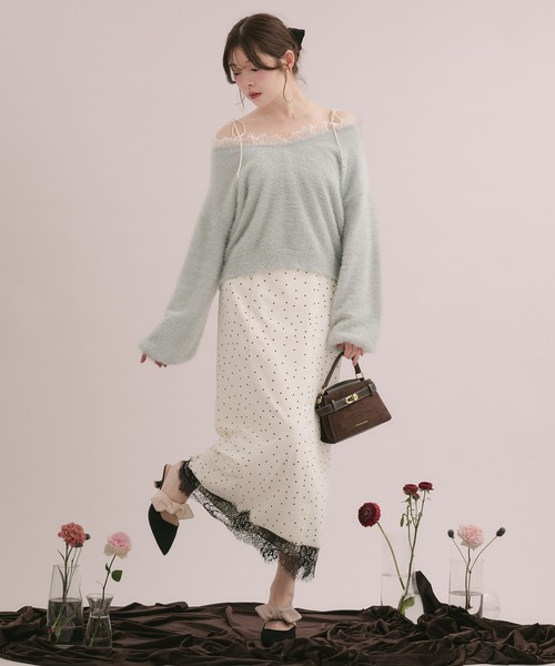 fupel ワンピース 夏 lace docking dot cami onepiece / レース
