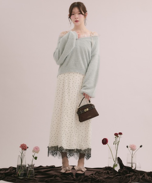 【新品未使用】fupel フペル　レースドッキングドットキャミワンピース fupel ワンピース 夏 lace docking dot cami onepiece / レース