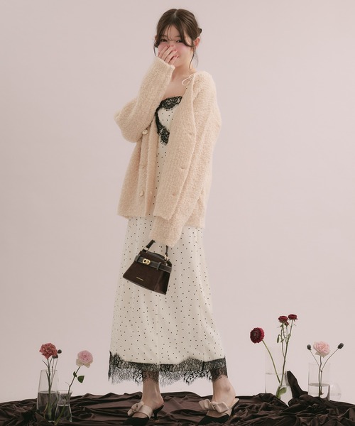 fupel ワンピース 夏 lace docking dot cami onepiece / レース