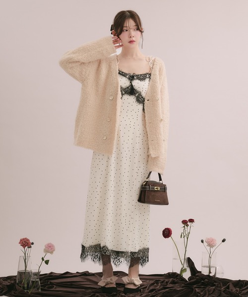 fupel ワンピース 夏 lace docking dot cami onepiece / レース