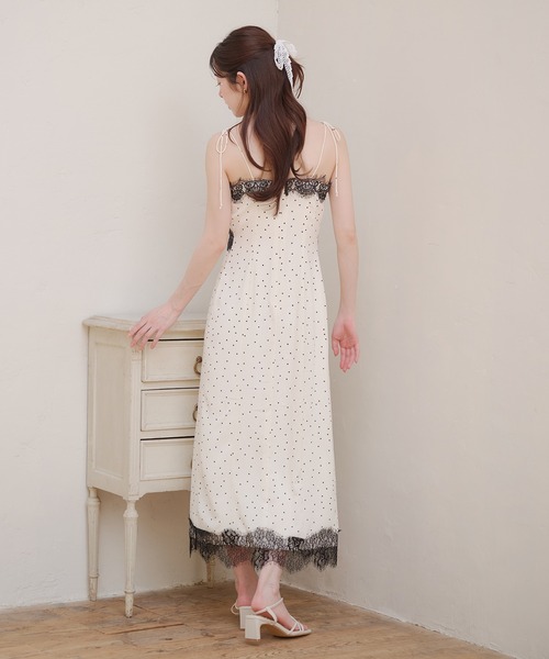 ワンピース lace docking dot cami onepiece / レースドッキングドットキャミワンピースの画像