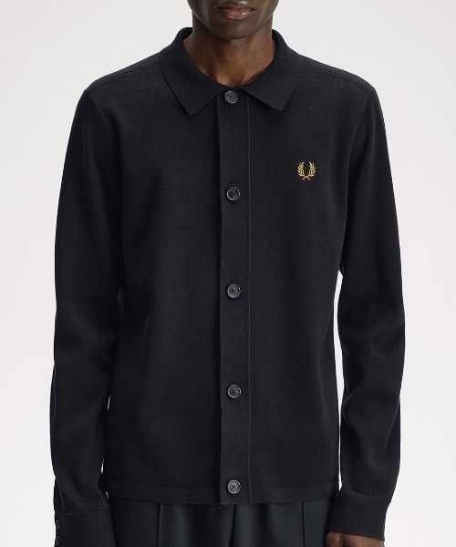 未使用品　FRED PERRY フレッドペリー ボタン付きカーディガン 黒 FRED PERRY（フレッドペリー） カーディガン Knitted Overshirt