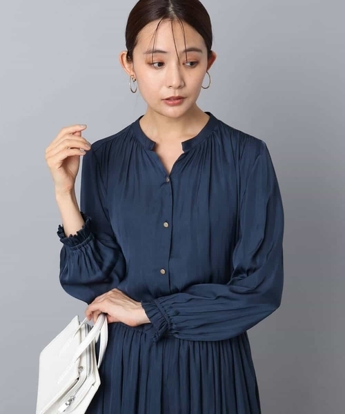 「MK MICHEL KLEIN」 長袖ブラウス 38 ライトブルー レディース_画像2