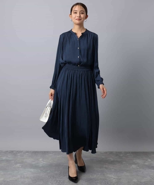 「MK MICHEL KLEIN」 長袖ブラウス 38 ライトブルー レディース_画像4