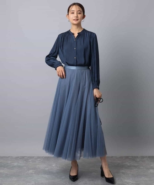 「MK MICHEL KLEIN」 長袖ブラウス 38 ライトブルー レディース_画像7