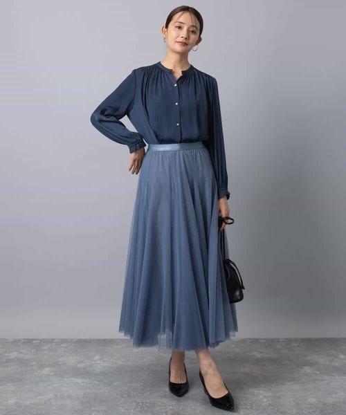 「MK MICHEL KLEIN」 長袖ブラウス 38 ライトブルー レディース_画像8