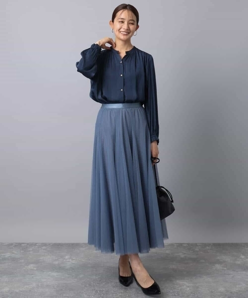 「MK MICHEL KLEIN」 長袖ブラウス 38 ライトブルー レディース_画像9