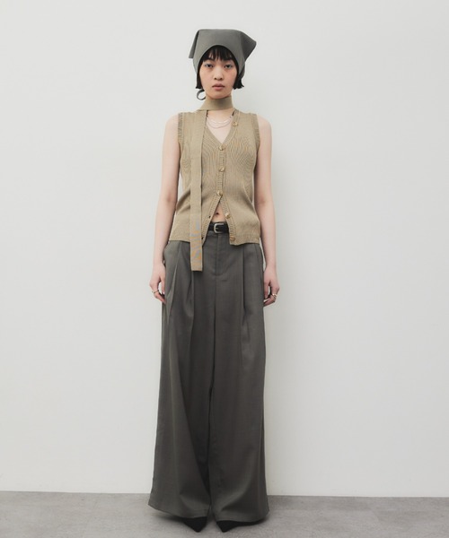 「HANNE」 スラックス SMALL グレイッシュベージュ レディース_画像4