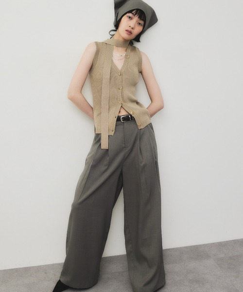 「HANNE」 スラックス SMALL グレイッシュベージュ レディース_画像8