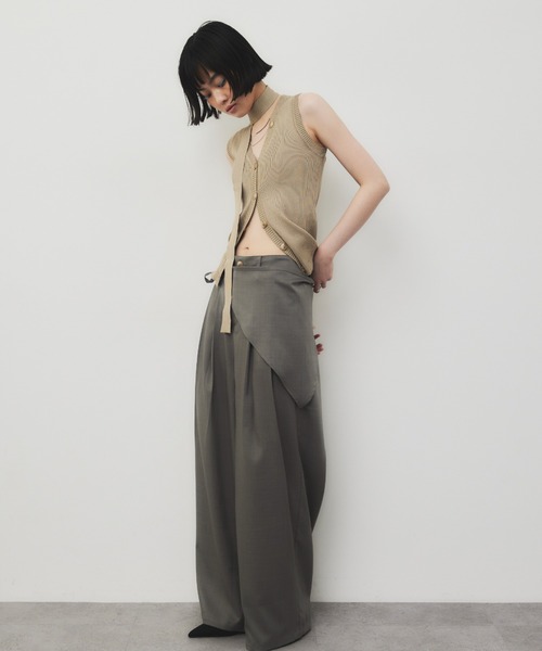 「HANNE」 スラックス SMALL グレイッシュベージュ レディース_画像9