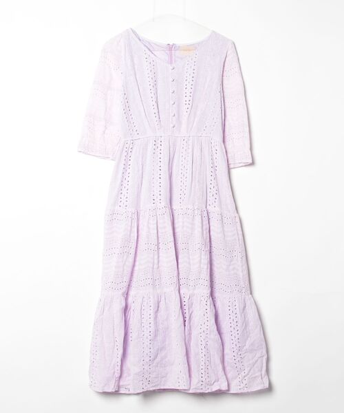 Rose Tiara ローズティアラ ゆったりワンピース ドレス ラベンダー 紫 Rose Tiara（ローズティアラ） 7分袖ワンピース 36 ラベンダー