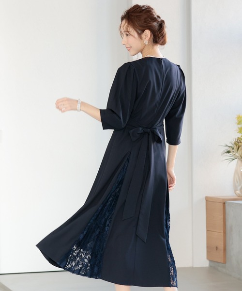 「PourVous」 7分袖ワンピース M グレー レディース_画像4
