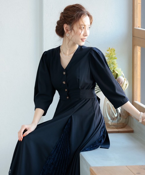 「PourVous」 7分袖ワンピース M グレー レディース_画像5