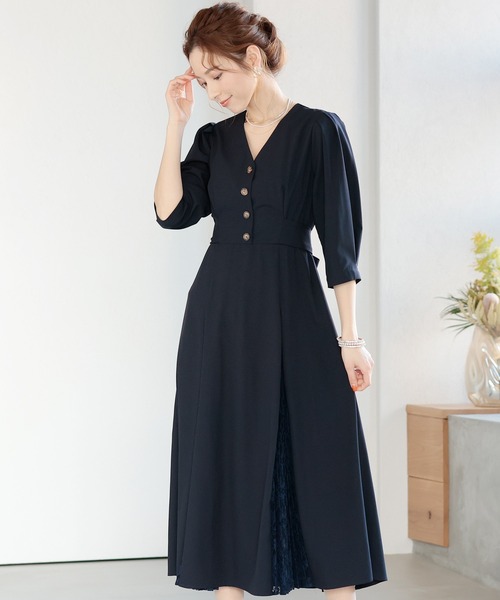「PourVous」 7分袖ワンピース M グレー レディース_画像8