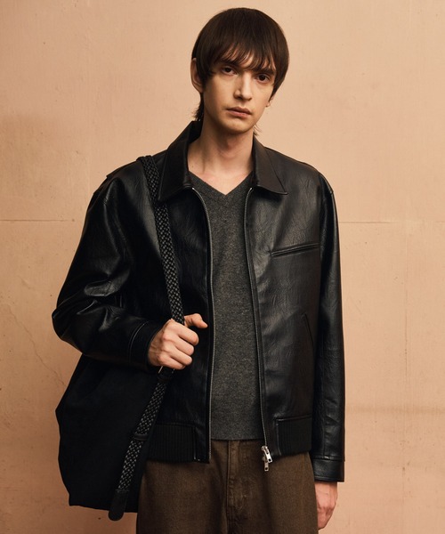 LURAKU ブルゾン アウター 「LURAKU」Synthetic Leather Zip Blouson