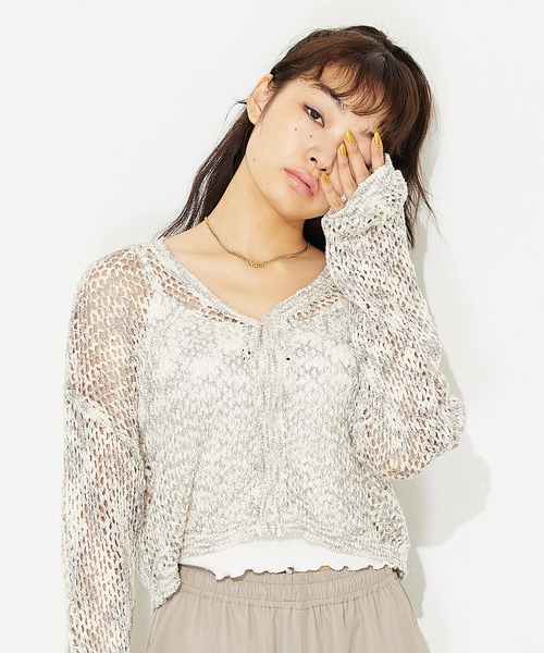 カーディガン Openwork knit cardigan レディース X-girl カーディガン OPENWORK KNIT CARDIGAN レディース