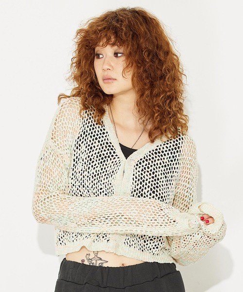 カーディガン Openwork knit cardigan レディース X-girl カーディガン OPENWORK KNIT CARDIGAN レディース