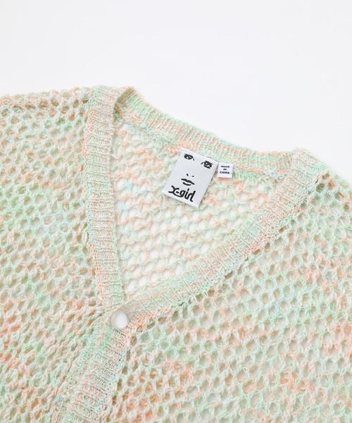 X-girl カーディガン OPENWORK KNIT CARDIGAN レディース
