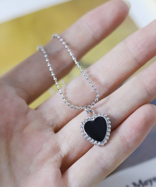ネックレス 「NiiNa」ブラックハートネックレス＆ブレスレット