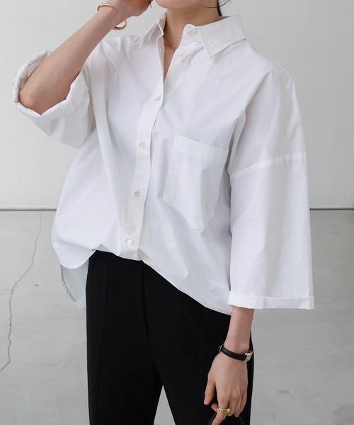 anuke コットンオーバーサイズシャツ　ホワイト　長袖　サイドスリット　美品 ànuke online store（アンヌーク） / Cotton Oversize