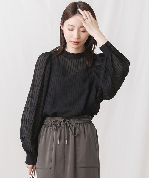 シアーストライプブラウス Gready Brilliant シャツ ブラウス シアーストライプブラウス