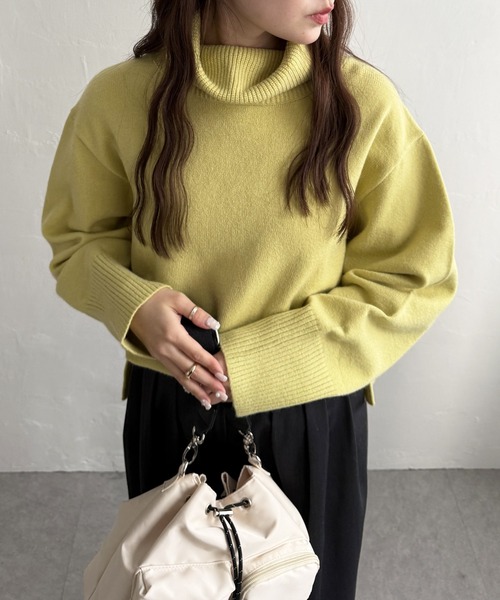 ikka ニット セーター ワイドタートルネックニットプルオーバー