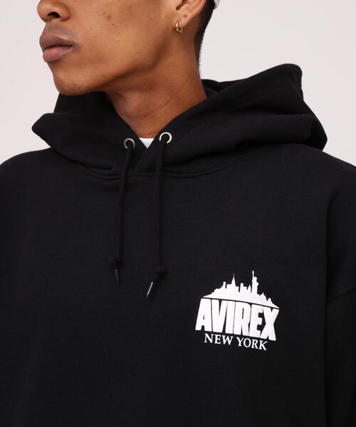 AVIREX ビッグロゴ スウェット パーカー ブラック 2XL AVIREX（アヴィレックス） パーカー 「WEB限定」NEW YORK CITY ESCAPE