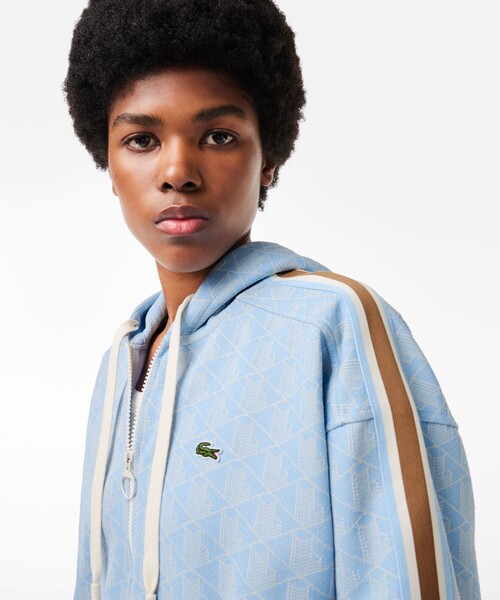 モノグラムジャカードジップアップフーディー / トラックジャケット LACOSTE パーカー モノグラムジャカードジップアップフーディー