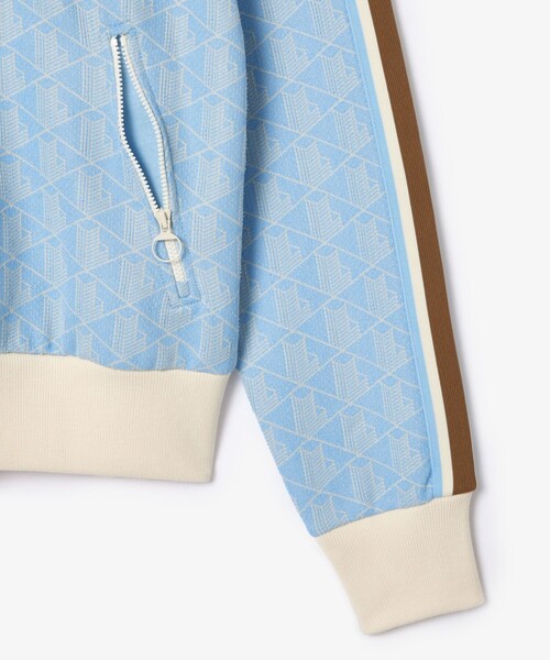 LACOSTE パーカー モノグラムジャカードジップアップフーディー