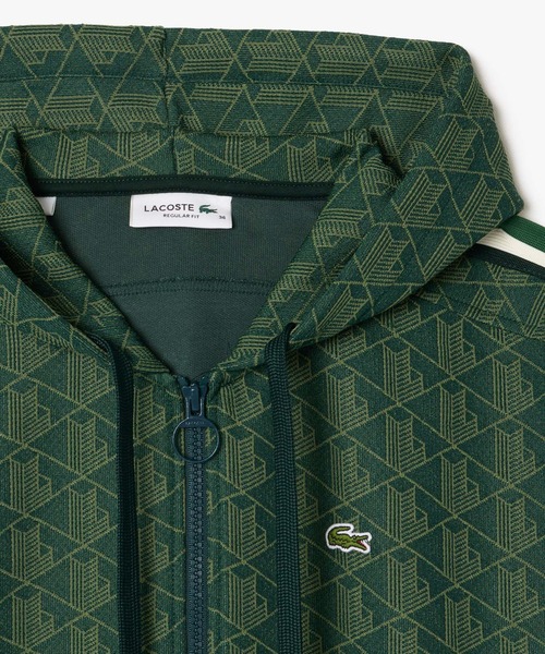 LACOSTE パーカー モノグラムジャカードジップアップフーディー
