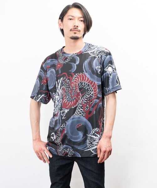 MR. ENJOY DA MONEY Tシャツ 半袖 炎 龍 プリント おしゃれ 新作 210.jpg