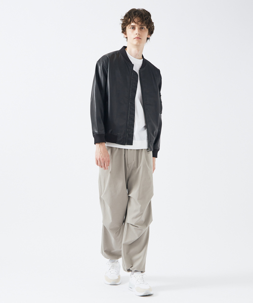 AH ABAHOUSE 革ジャン ライダース 「AH / MA-1型」エコレザー ブルゾン