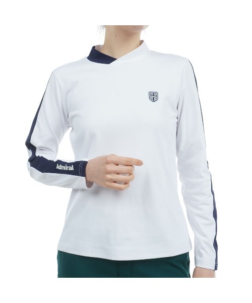 tシャツ ストレッチロングスリーブ モックネックシャツ レディース