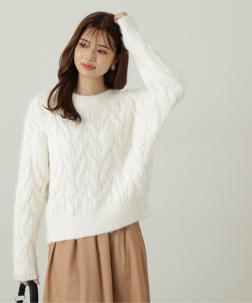 【美品】ミストレアス ケーブルニットフーディ PROPORTION BODY DRESSING ニット セーター ルーズフェザー
