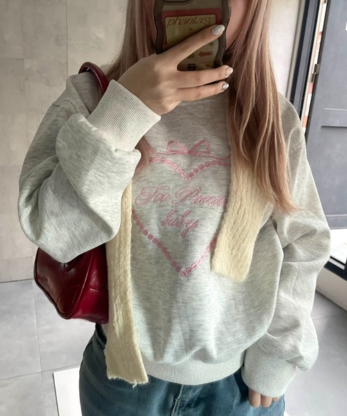 LACーVERT トレーナー スウェット ガーリー刺繍スウェット レディース