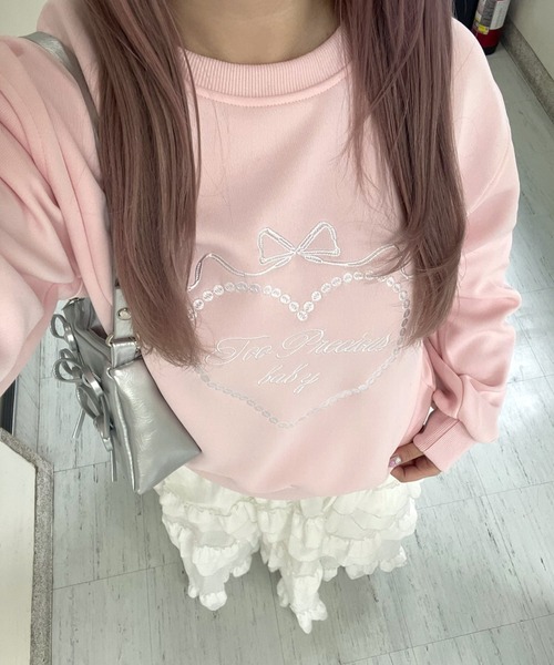 LACーVERT トレーナー スウェット ガーリー刺繍スウェット レディース